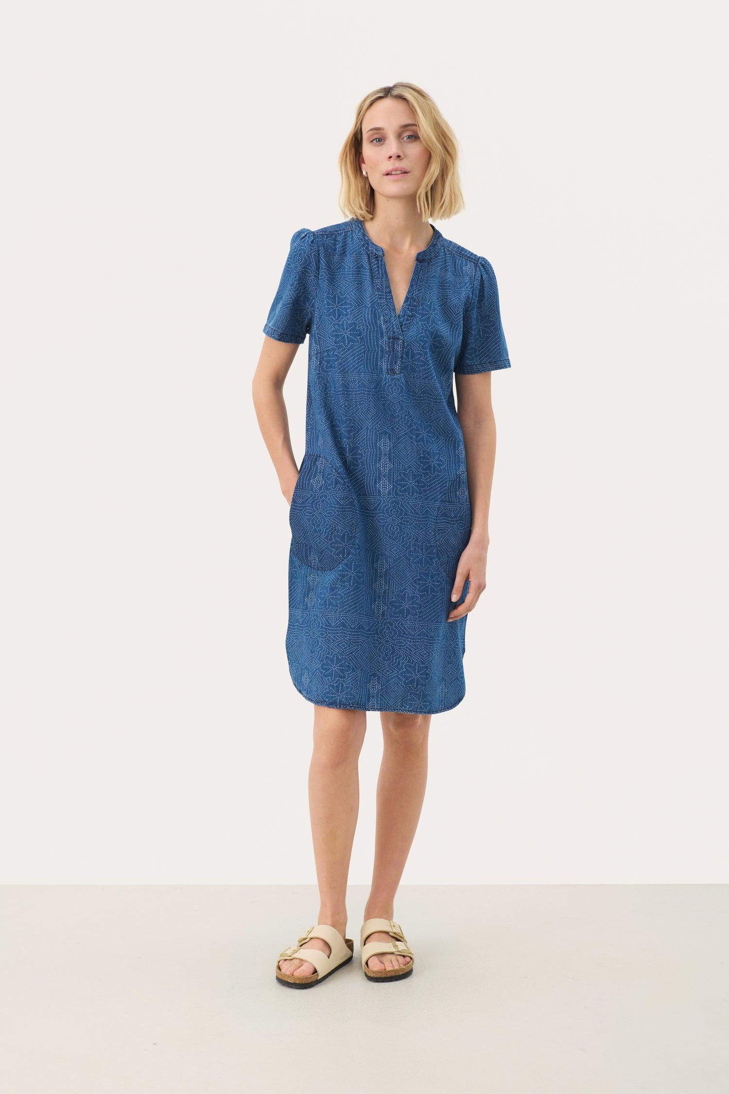 Part Two Aminase Denim Dress (Denim Dot Print)