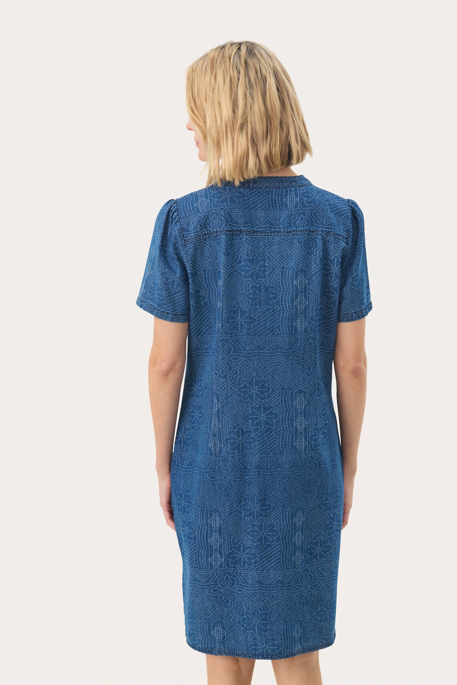 Part Two Aminase Denim Dress (Denim Dot Print)