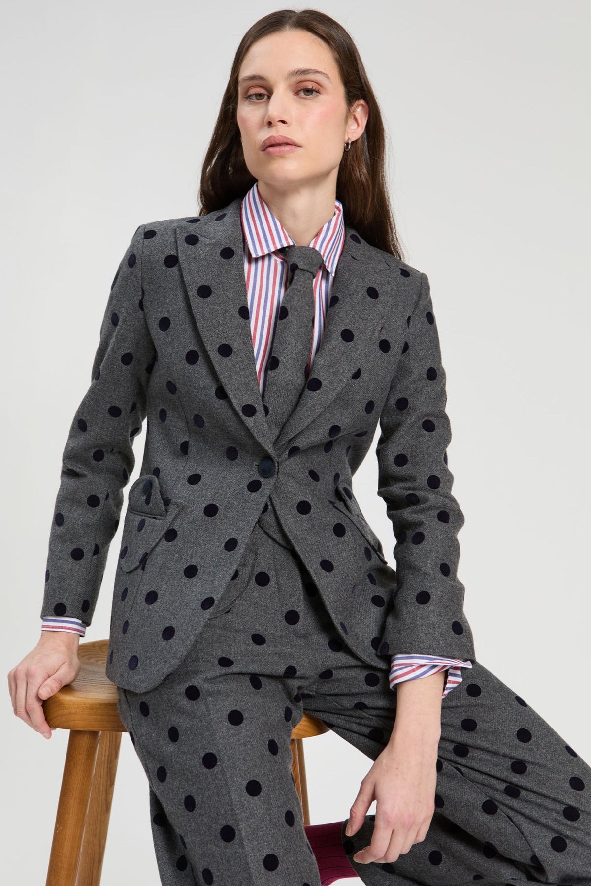 Vilagallo Embossed Polka Dot Blazer