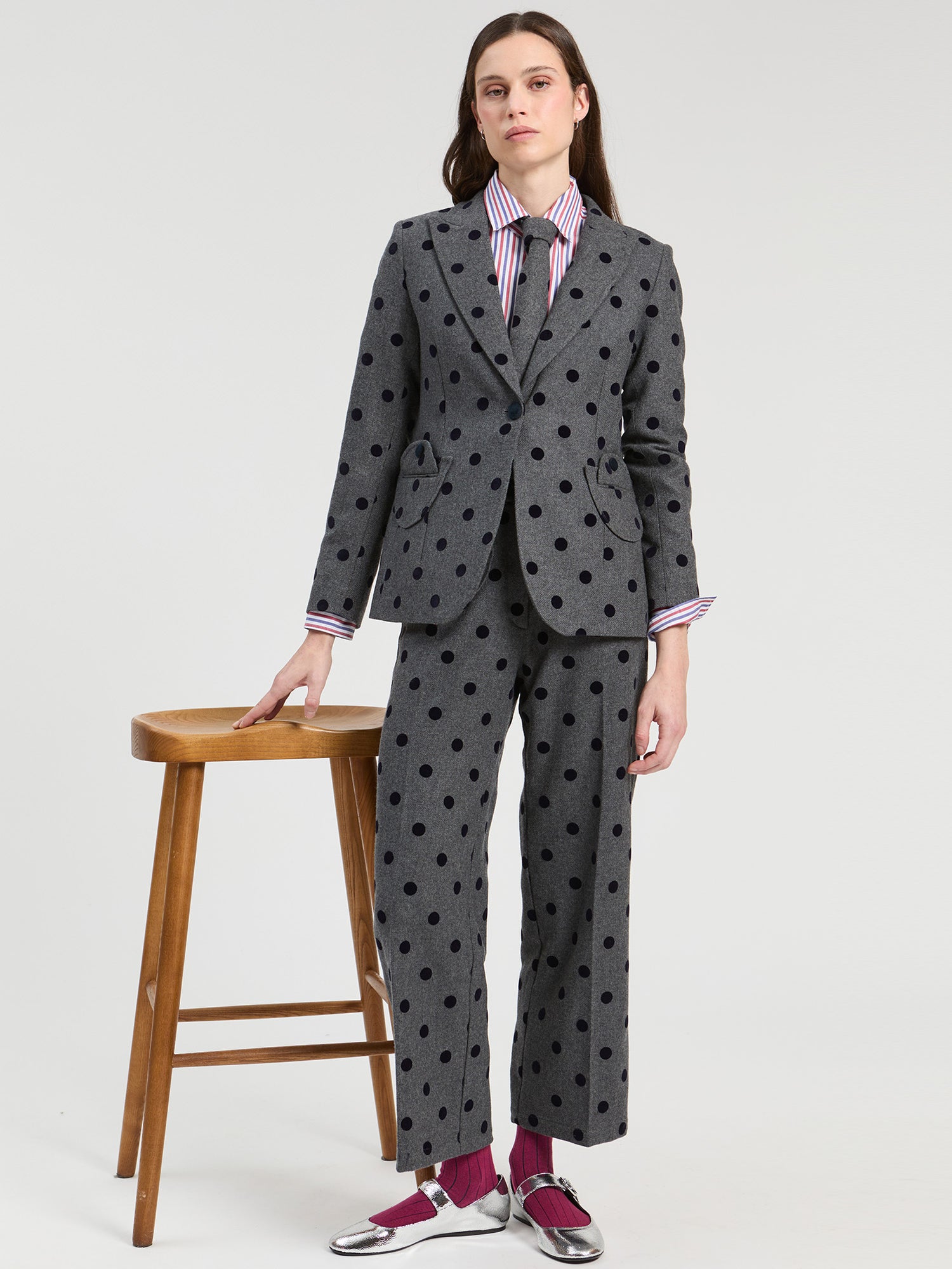 Vilagallo Embossed Polka Dot Blazer