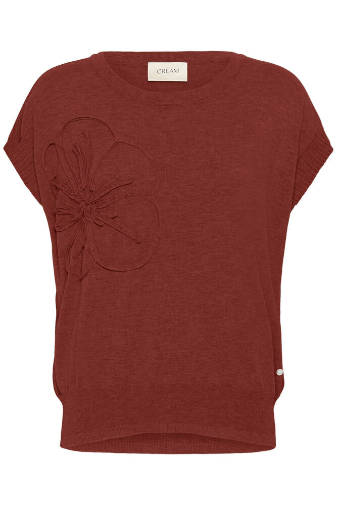 Cream Dela Knit Slipover With Decoration