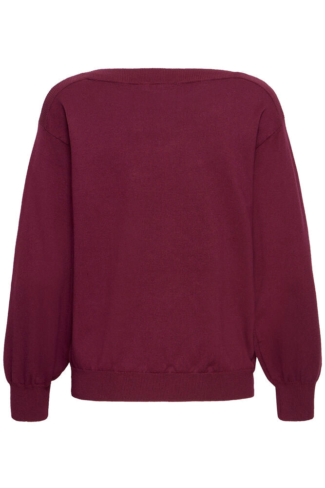 Ichi Luls Boat Neck Long Sleeve Sweater