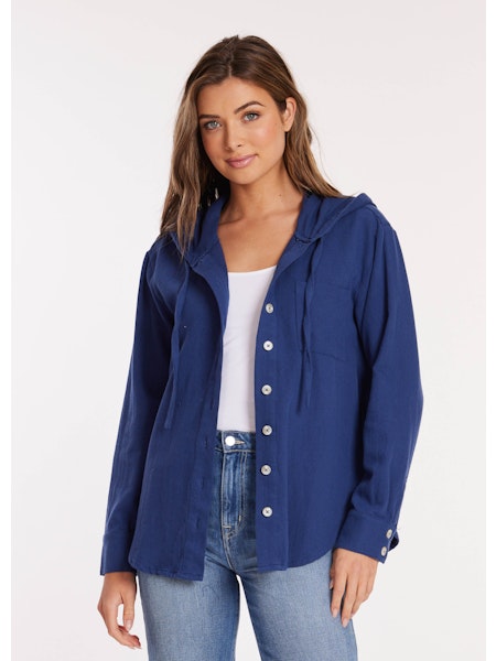 Mododoc Roll Up Sleeve Hooded Shacket