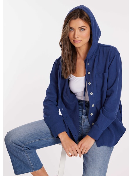 Mododoc Roll Up Sleeve Hooded Shacket