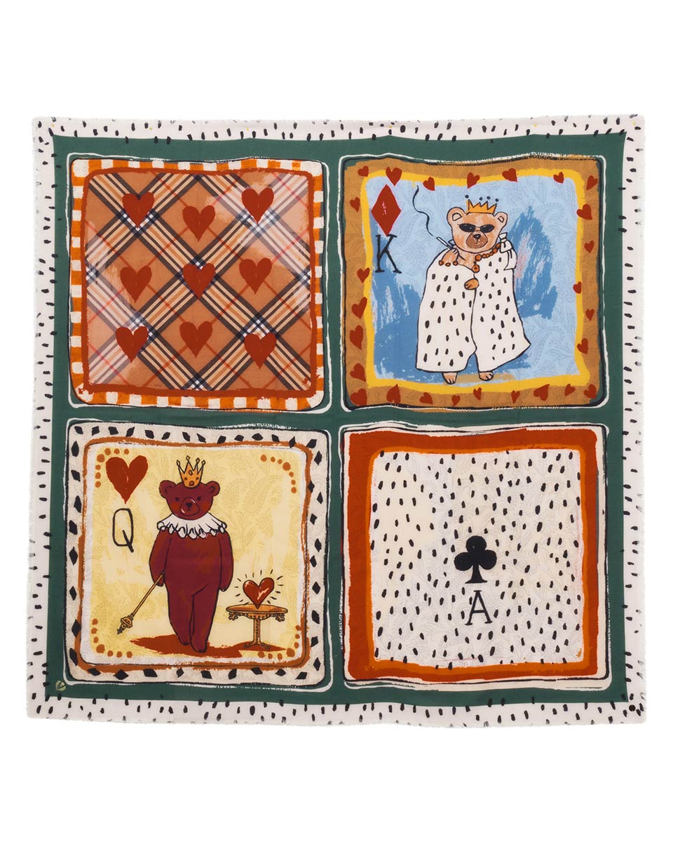 V. Frass Teddy Bear Cards Silk Neckie