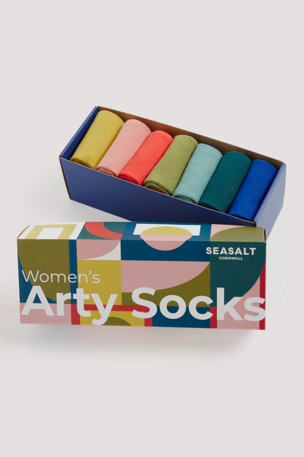 Seasalt Gift Box of 7 Women's Arty Socks Plain