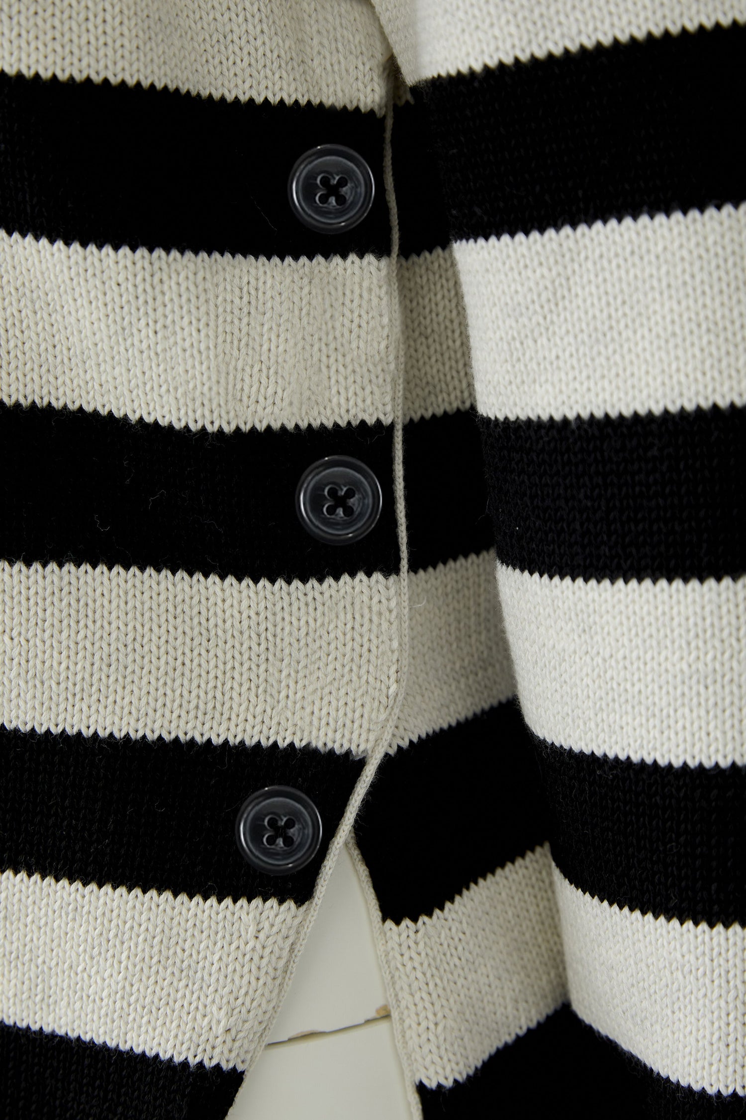 Oui Striped Cotton Sweater With Button Side Slit
