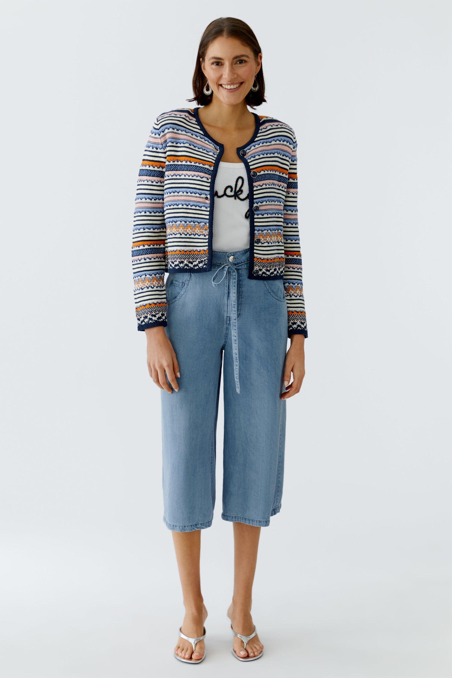 Oui Striped Cardigan Jacket