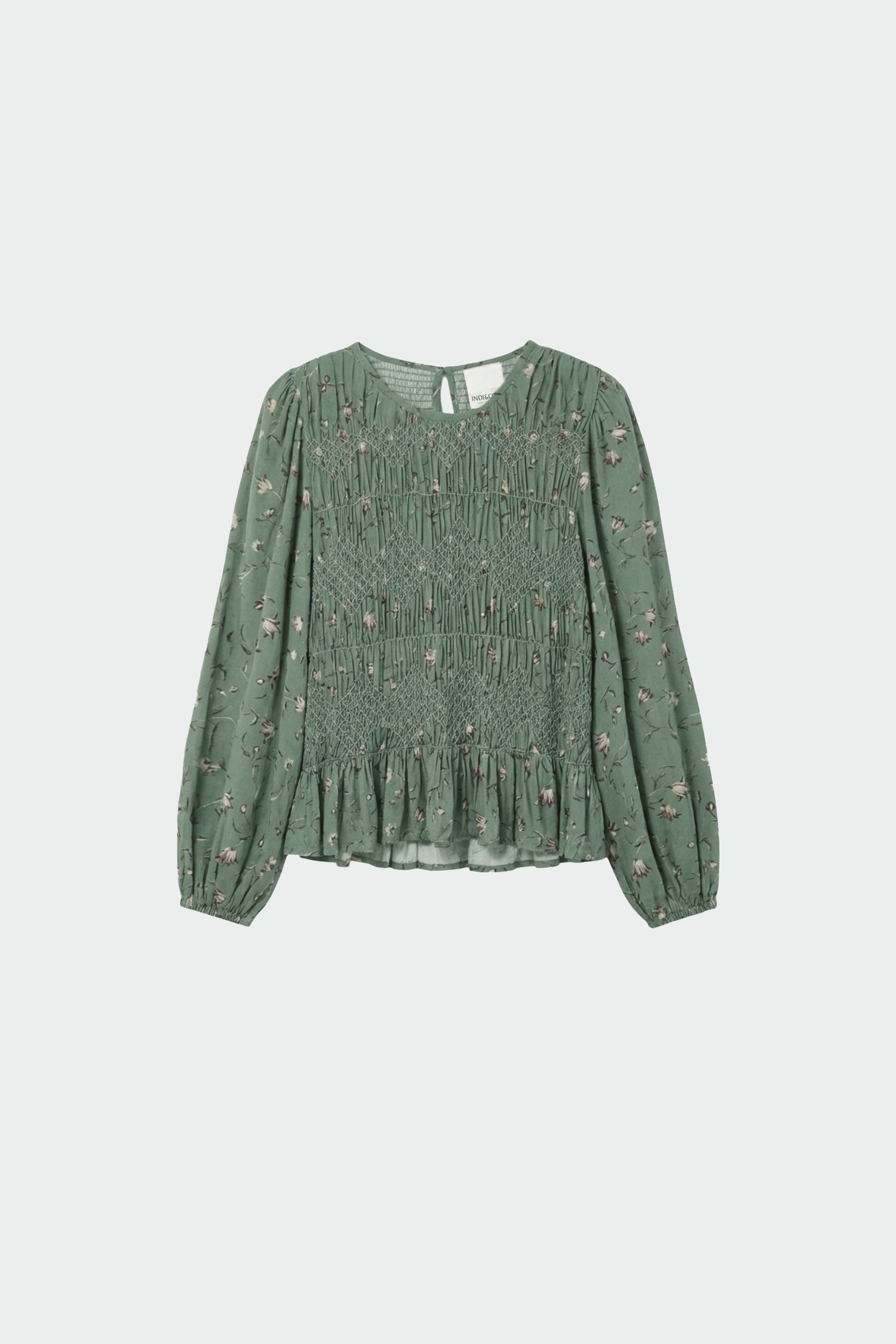 Indi & Cold Printed Smocked Blouse