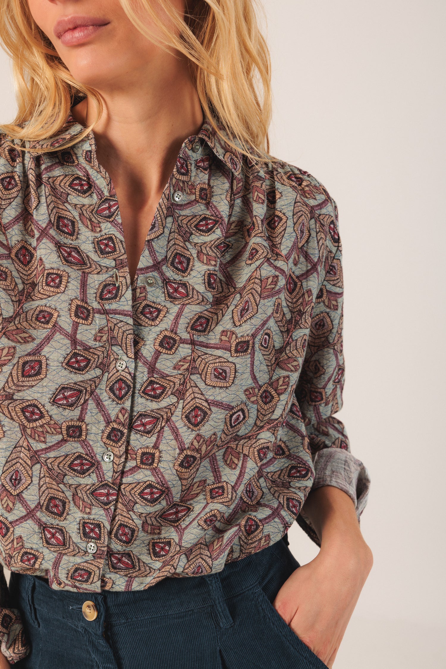 Indi & Cold Printed Blouse With Collar