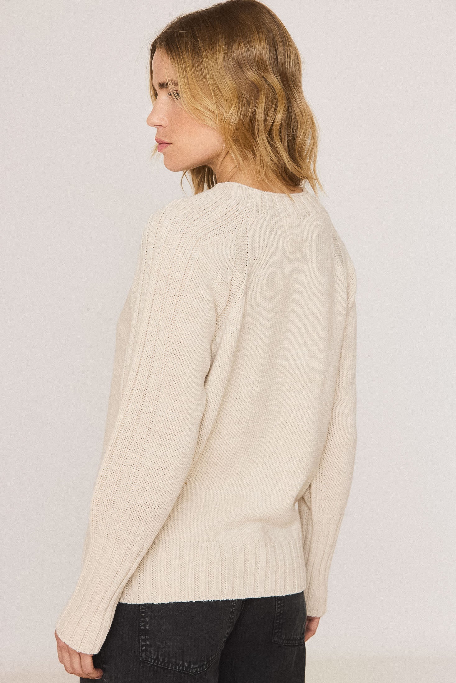Indi & Cold Textured Crewneck Knit Sweater