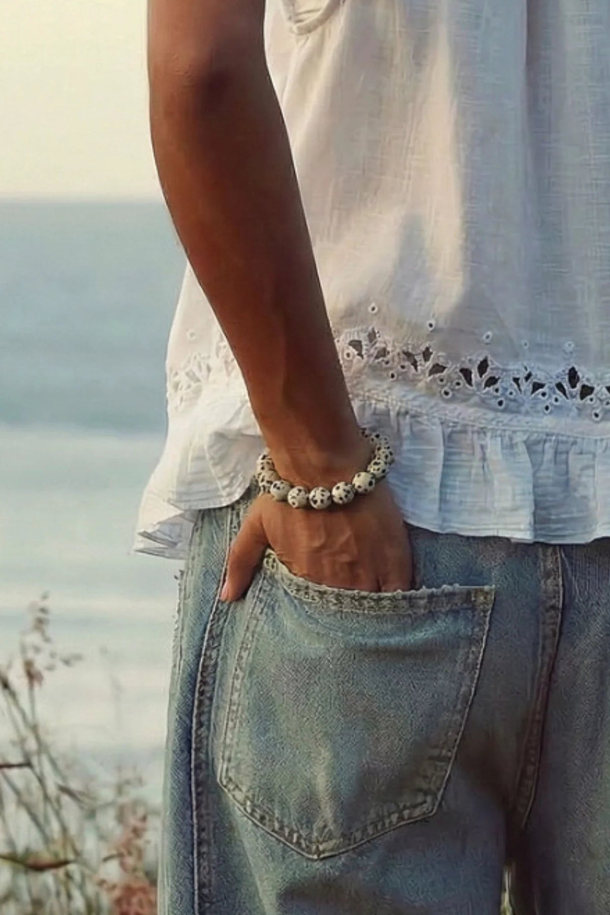 Soï Chunky Dalmation Jasper Joy Bracelet