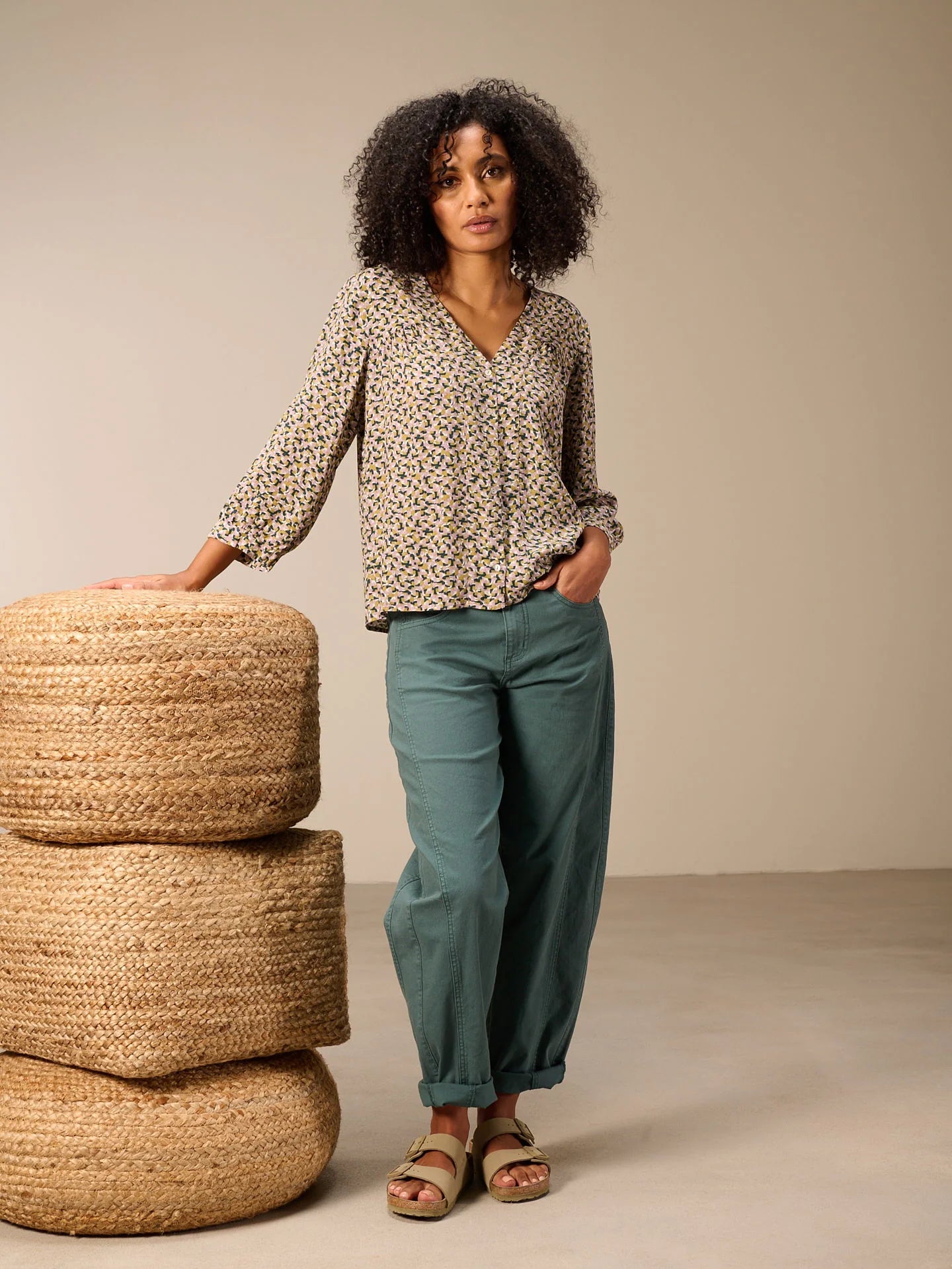 Nile Barrel Leg Twill Pant