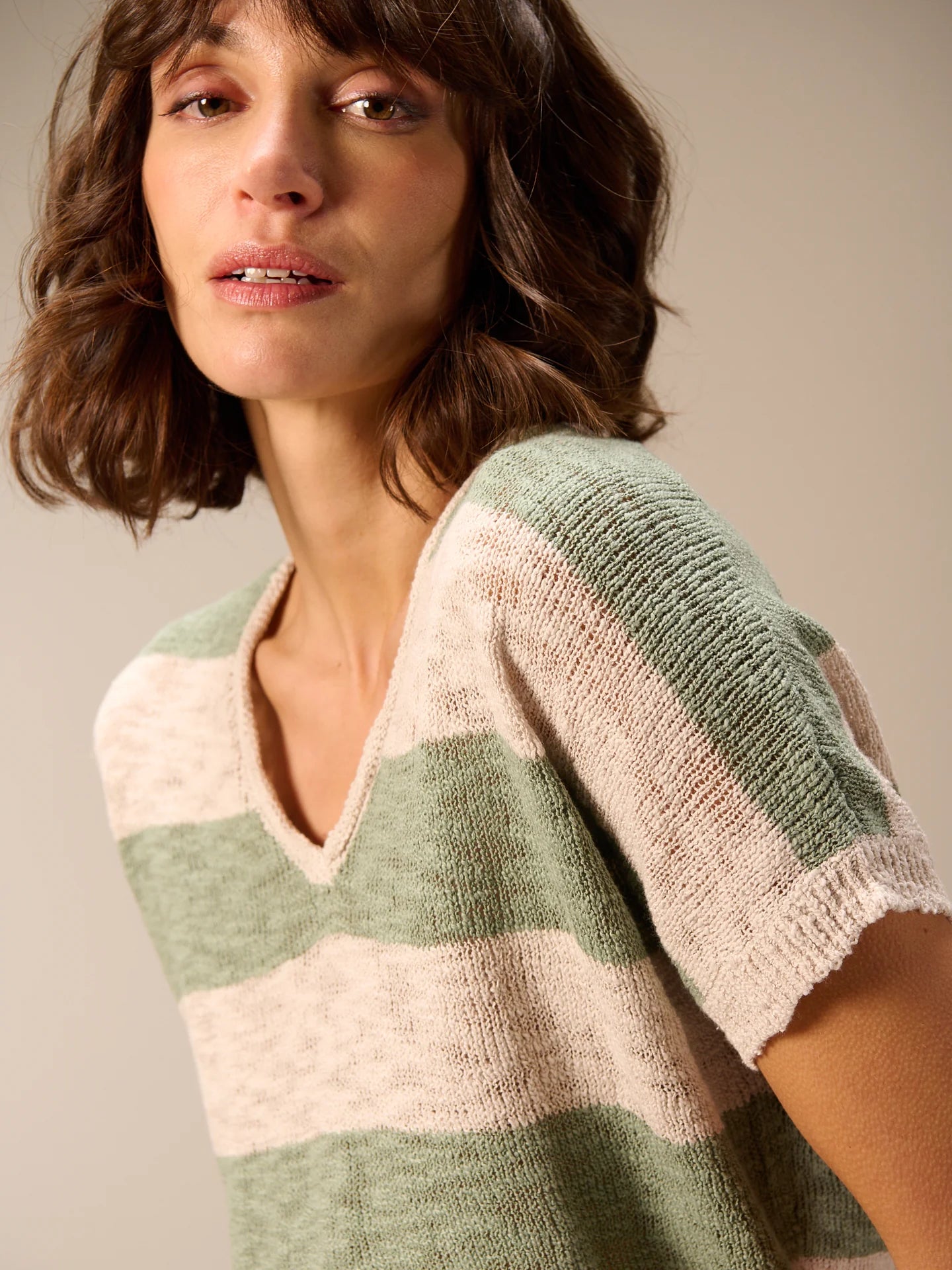 Nile Striped Cap Sleeve Sweater