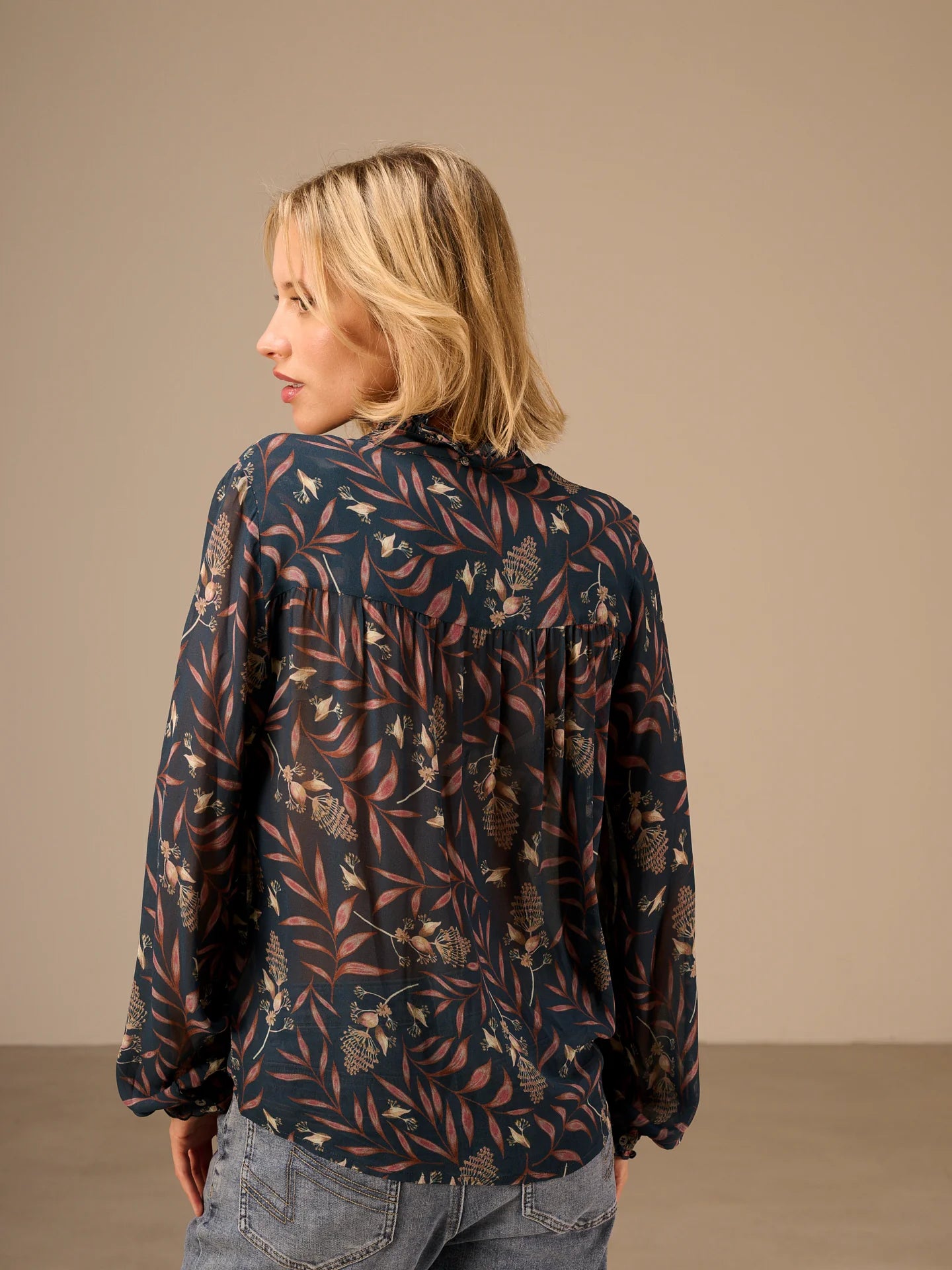 Nile Ruffle Neck Chiffon Blouse