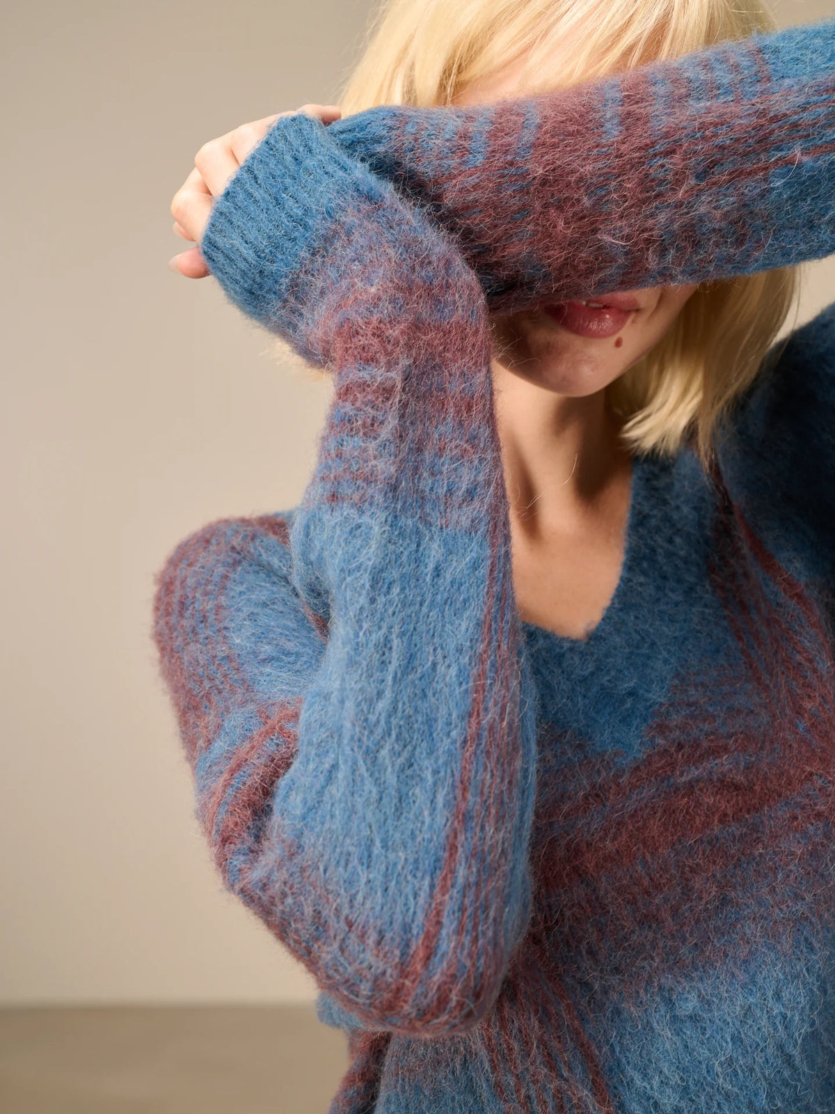 Nile Plaid V-Neck Sweater