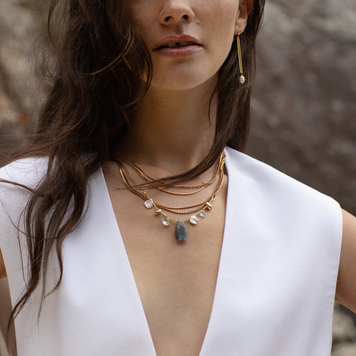 Hailey Gerrits Classic Soda Necklace (Labradorite)