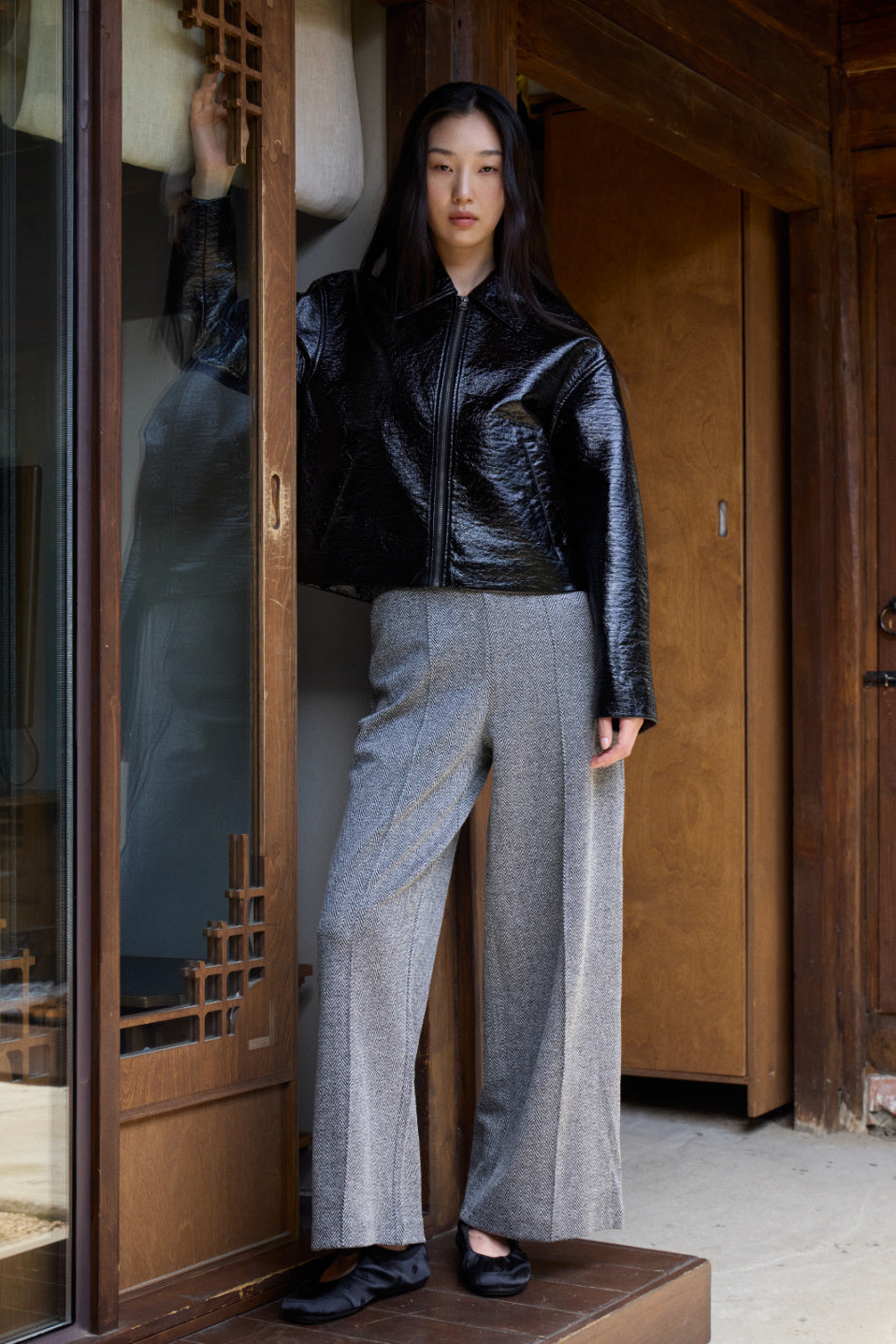 Ichi Kate Jacquard Wide Leg Pant
