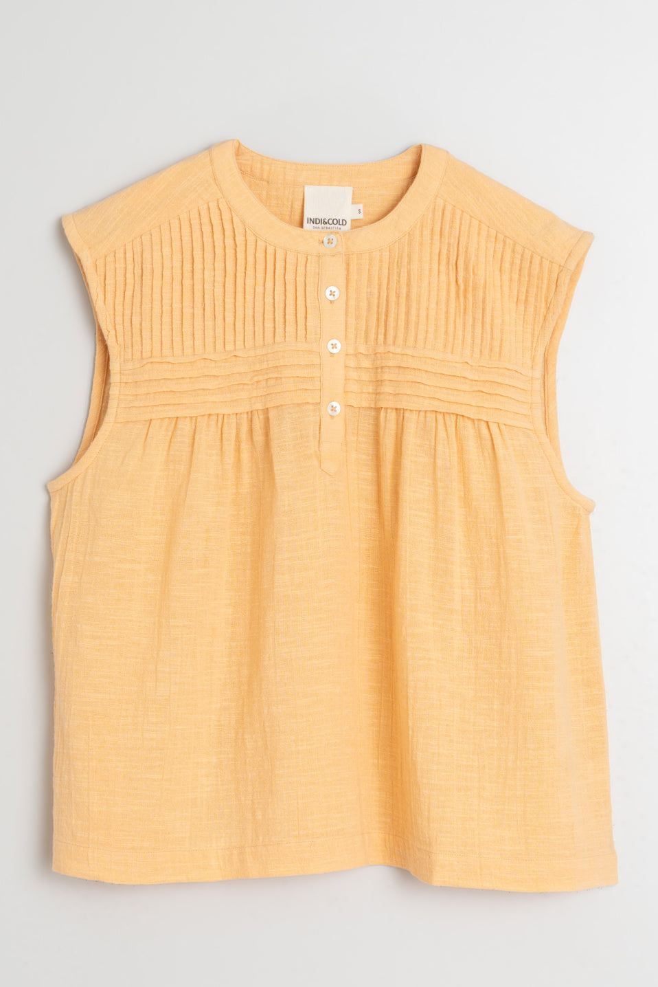 Indi & Cold Pintucked Yoke Sleeveless Blouse