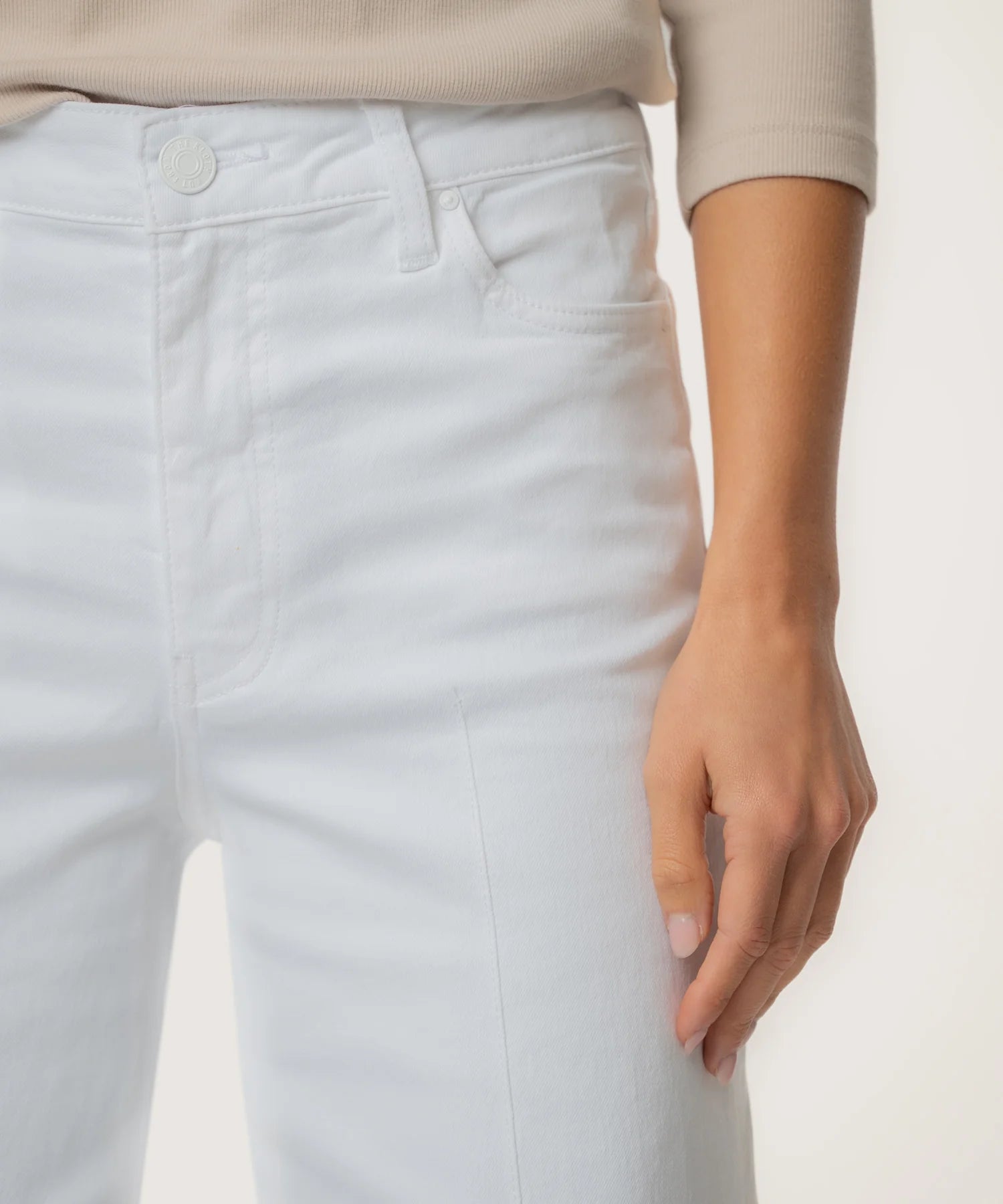 Kut From The Kloth Meg High Rise Pintuck Wide Leg Jeans (Optic White)