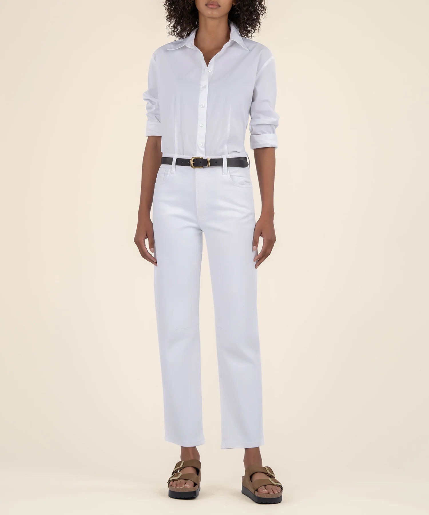 Kut From The Kloth Ashley High Rise Barrel Straight Leg (Optic White)