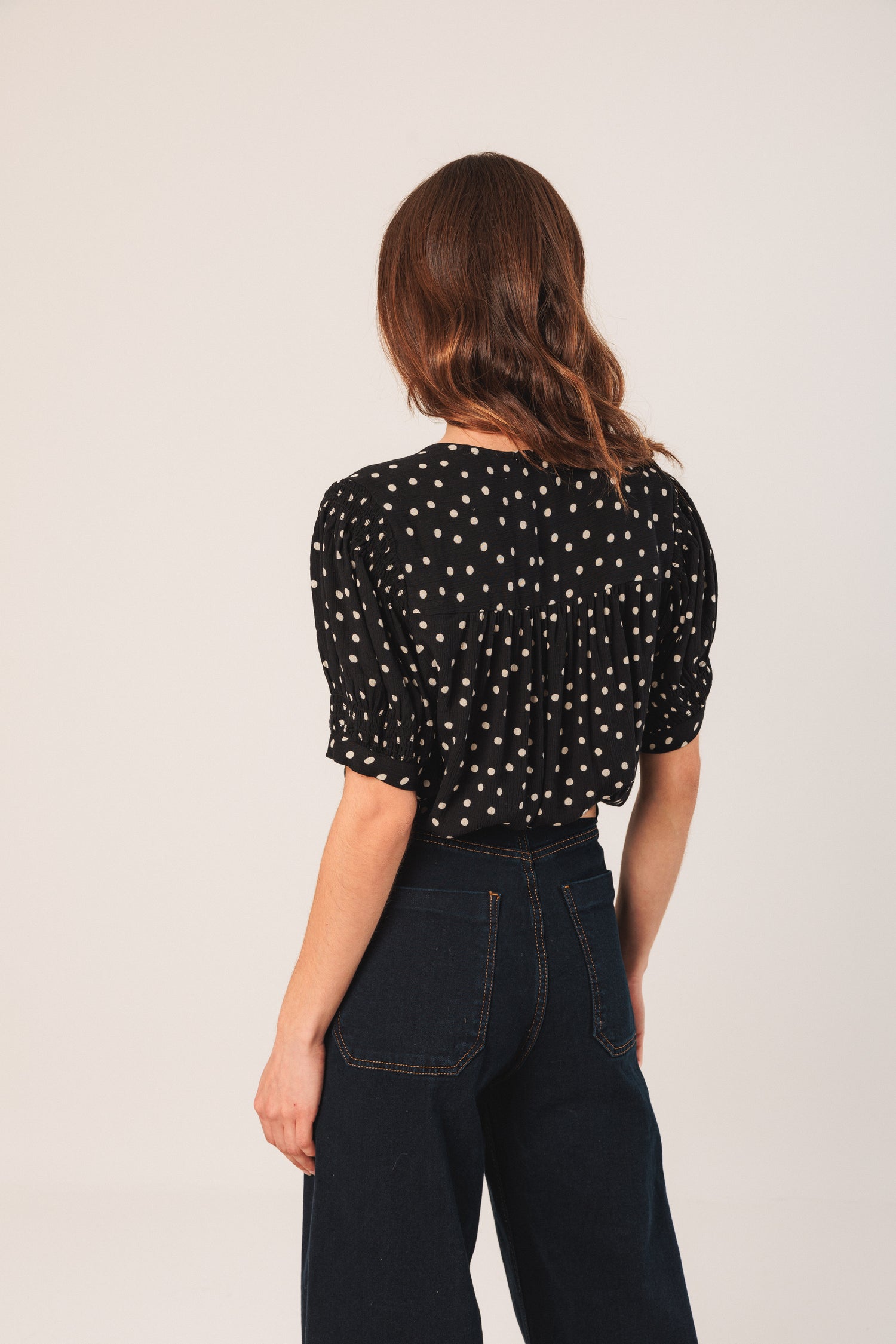 Indi & Cold Dot Print 1/2 Sleeve Blouse