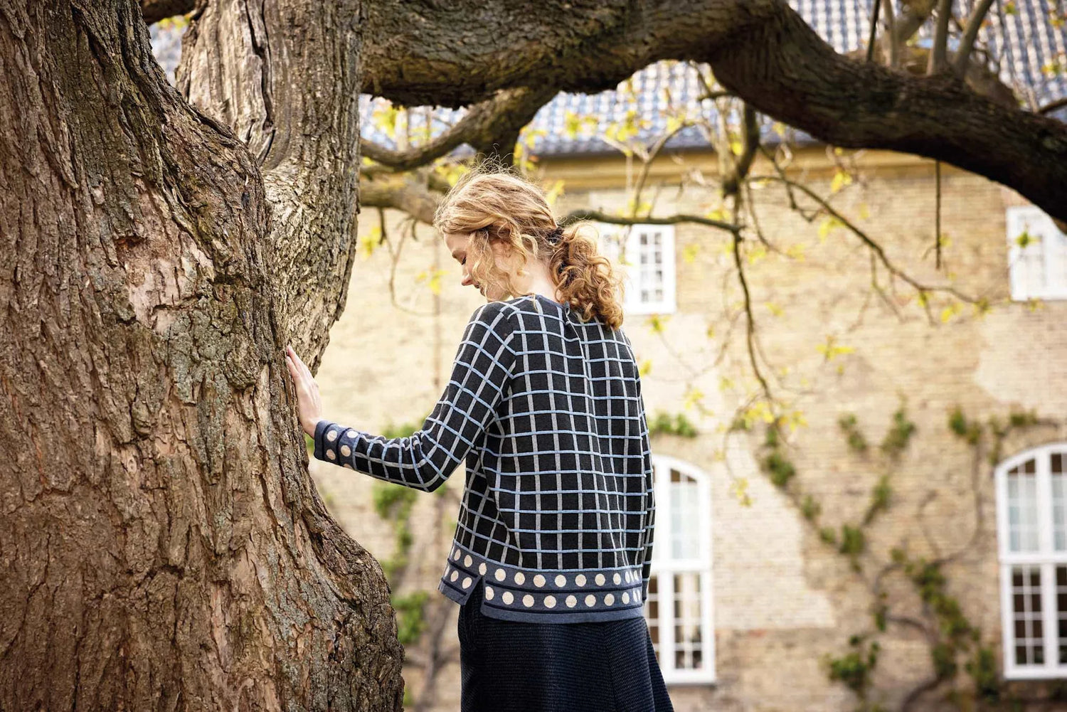 Mansted Oda Cotton Stripe Dot Crewneck Sweater
