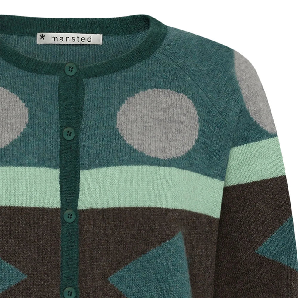 Mansted Pop Graphic Colour Block Wool Cardigan