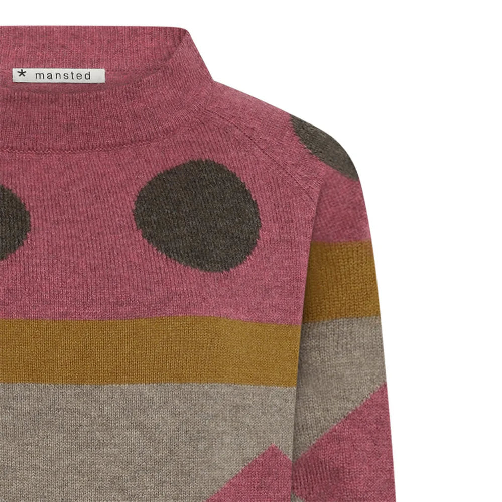 Mansted Pop Graphic Colour Block Wool Cardigan