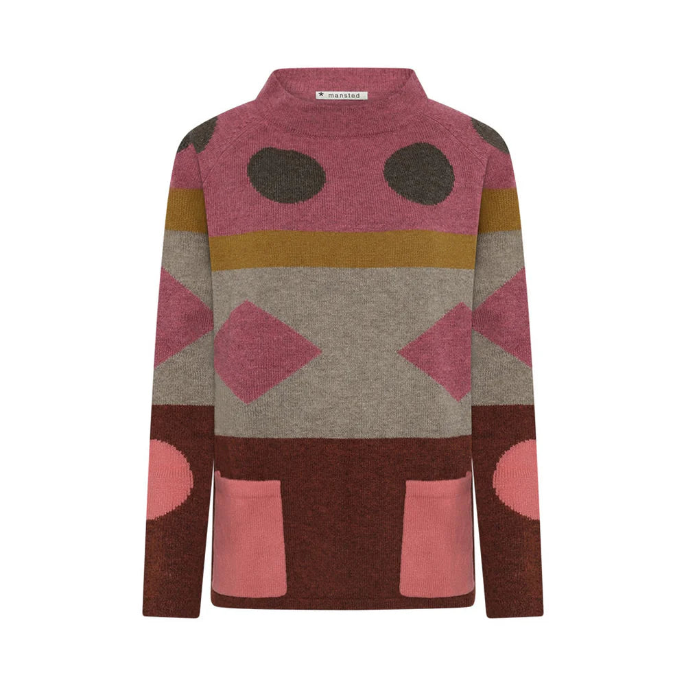 Mansted Pop Graphic Colour Block Wool Cardigan