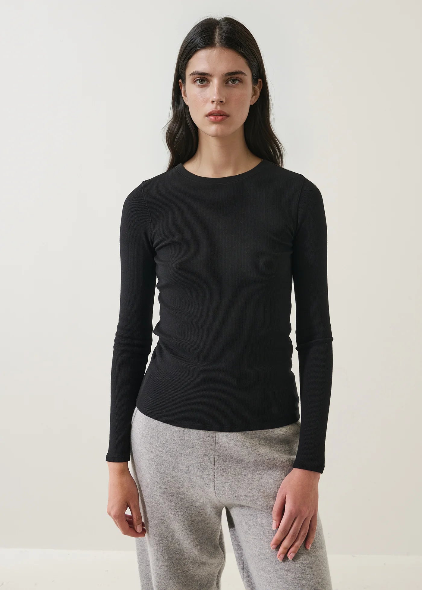 π¨π¦ Patrick Assaraf Pima Cotton Stretch Ribbed Long Sleeve Crew Neck T-Shirt