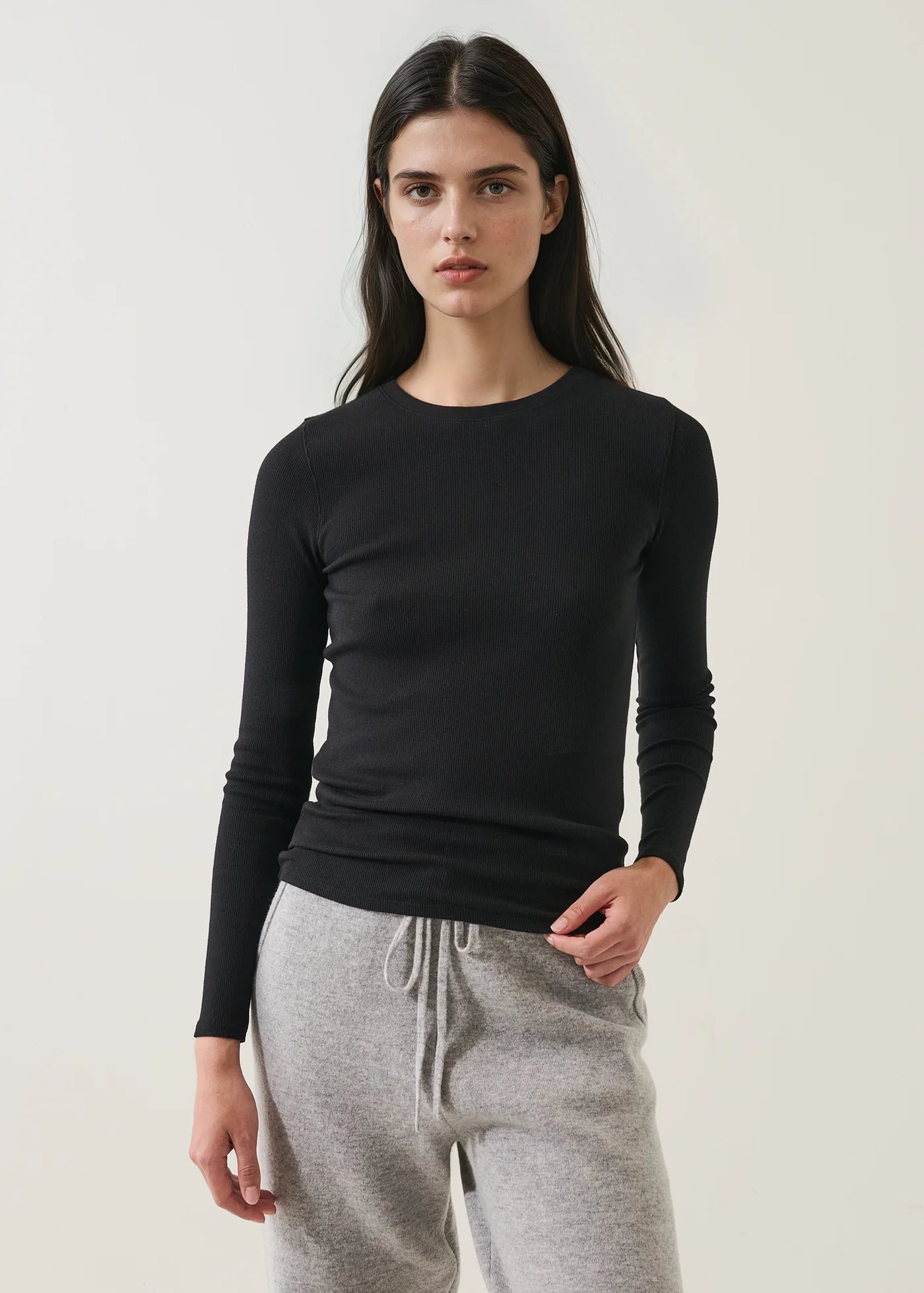 π¨π¦ Patrick Assaraf Long Sleeve Cotton Modal Rib Crew T-Shirt