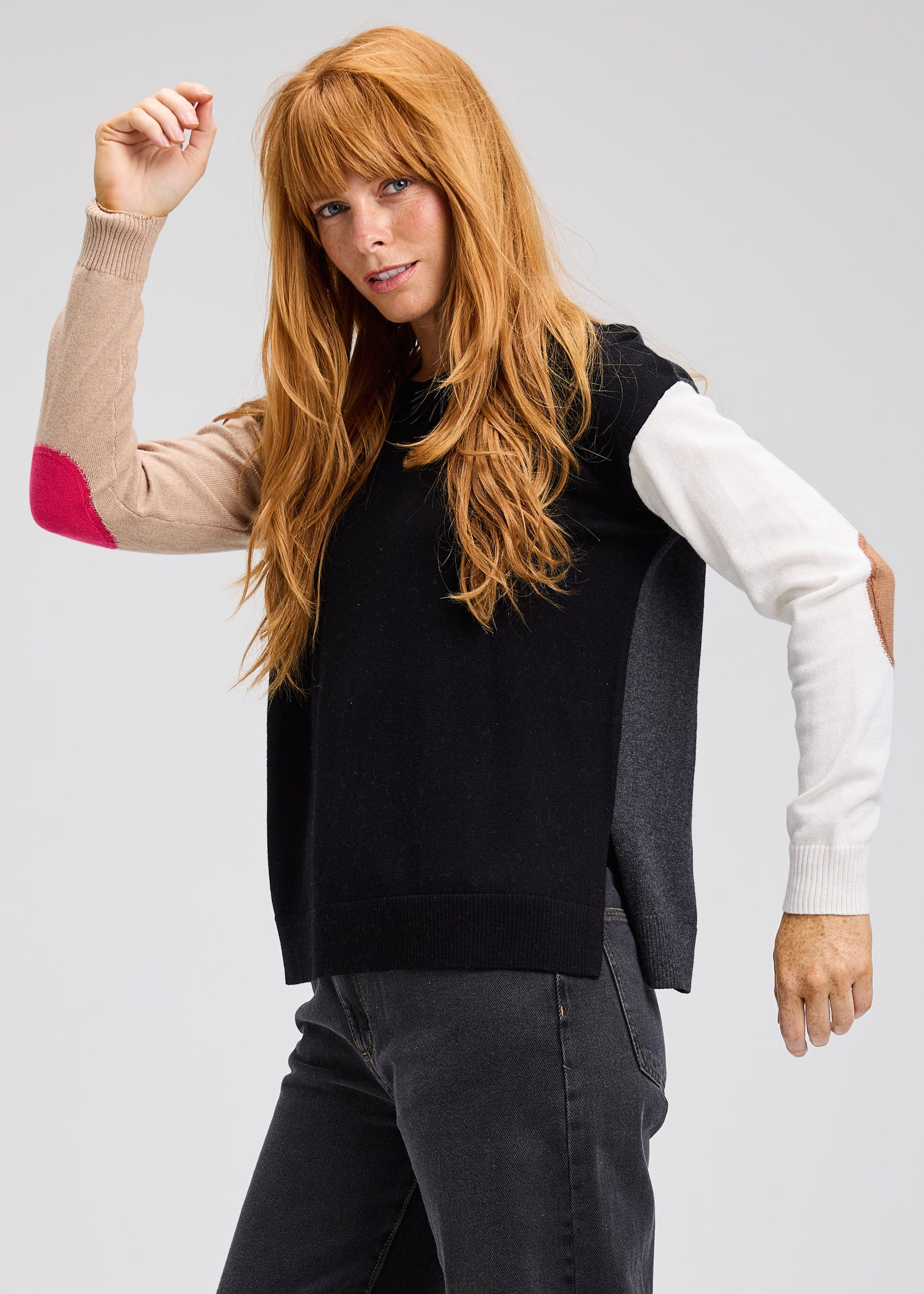 Zaket & Plover Elbow Intarsia Sweater