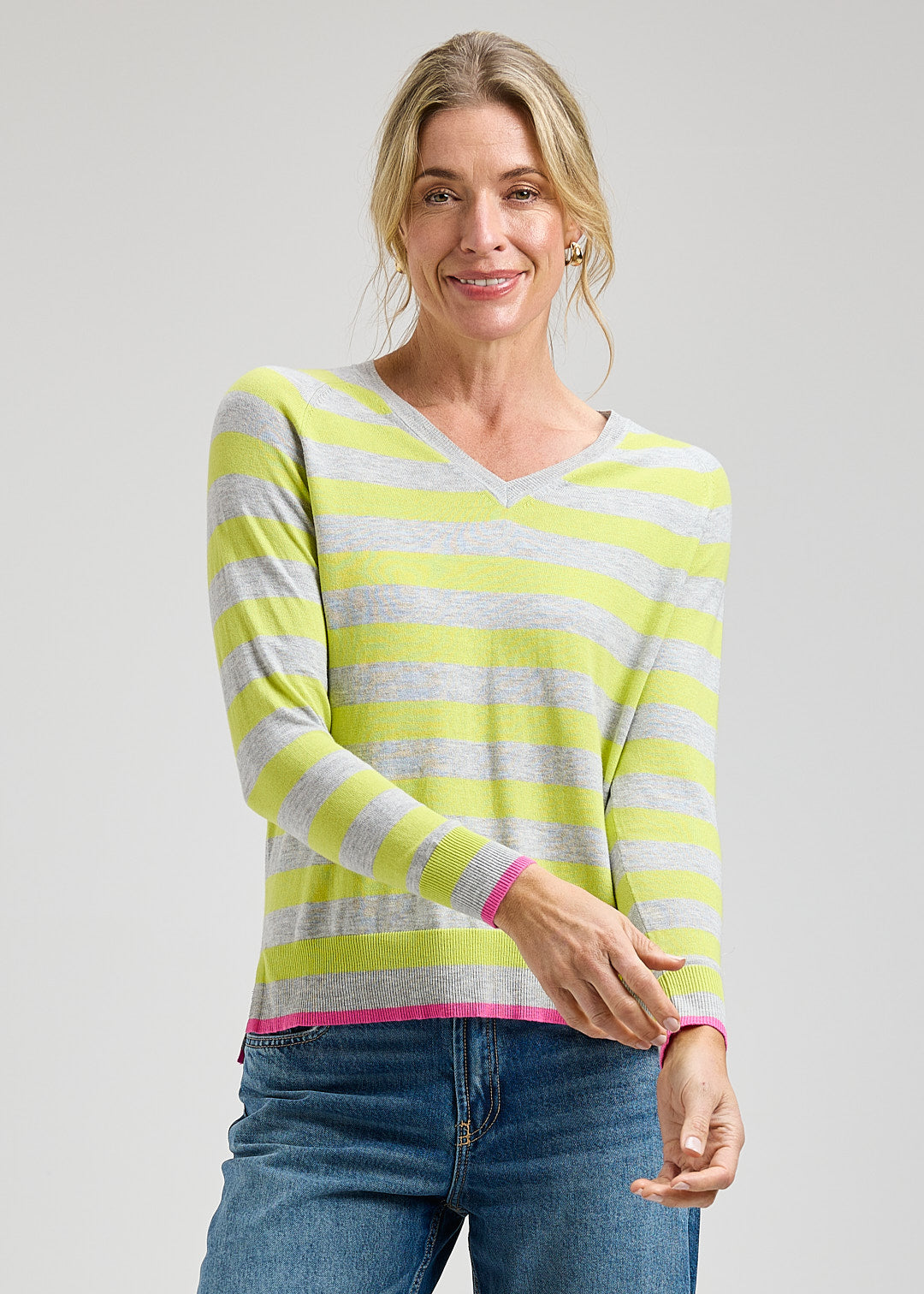 Zaket & Plover Stripe Vee Sweater
