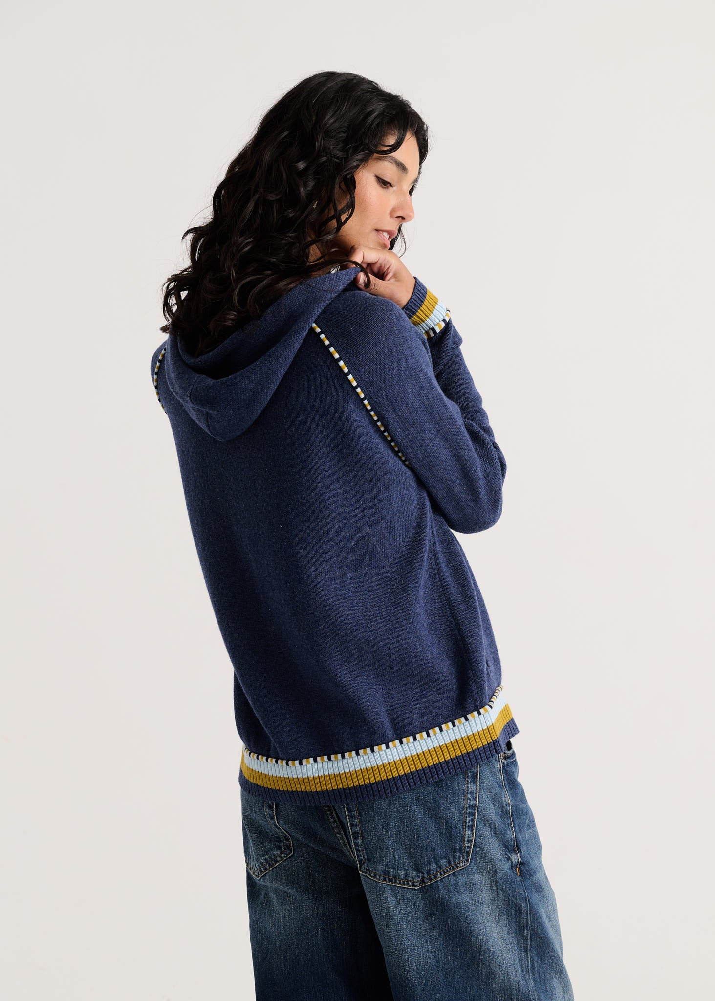 Zaket & Plover Stripe Trim Zip Up Hoodie