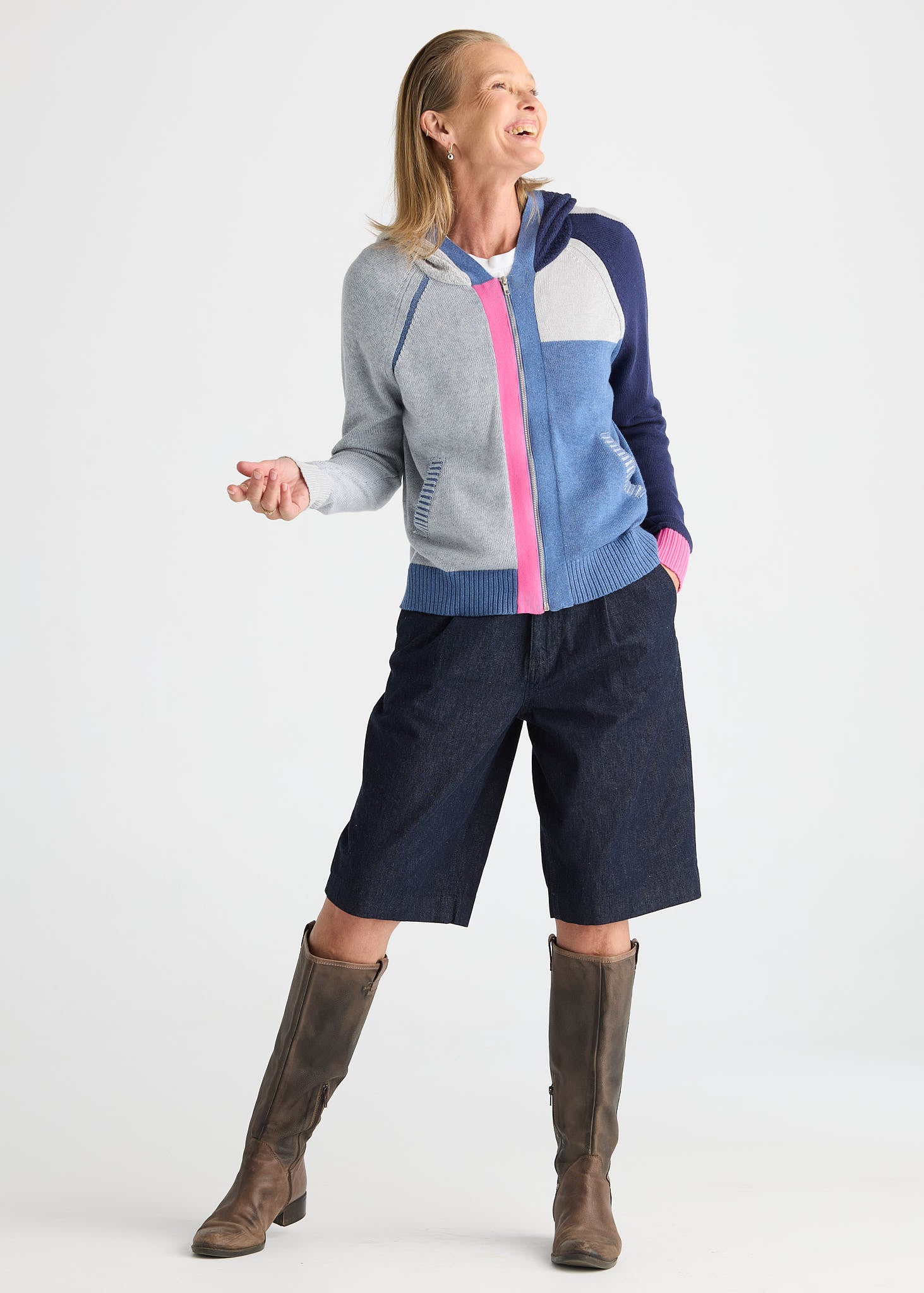 Zaket & Plover Plaited Zip Up Hoodie