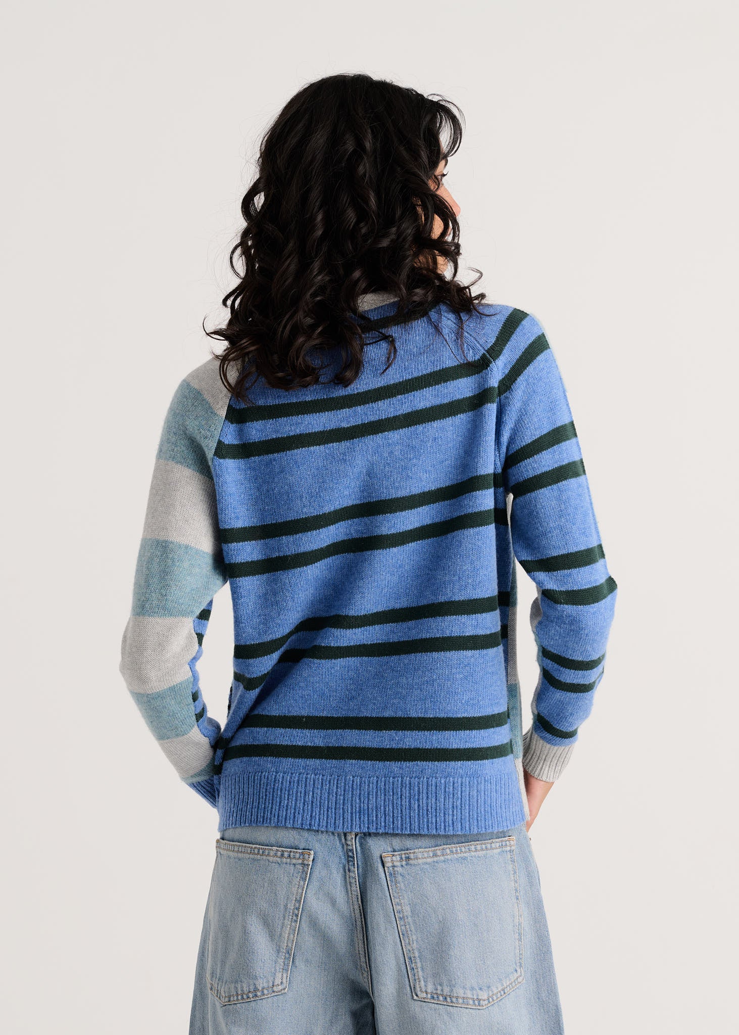Zaket & Plover Stripe Meets Check Cardigan