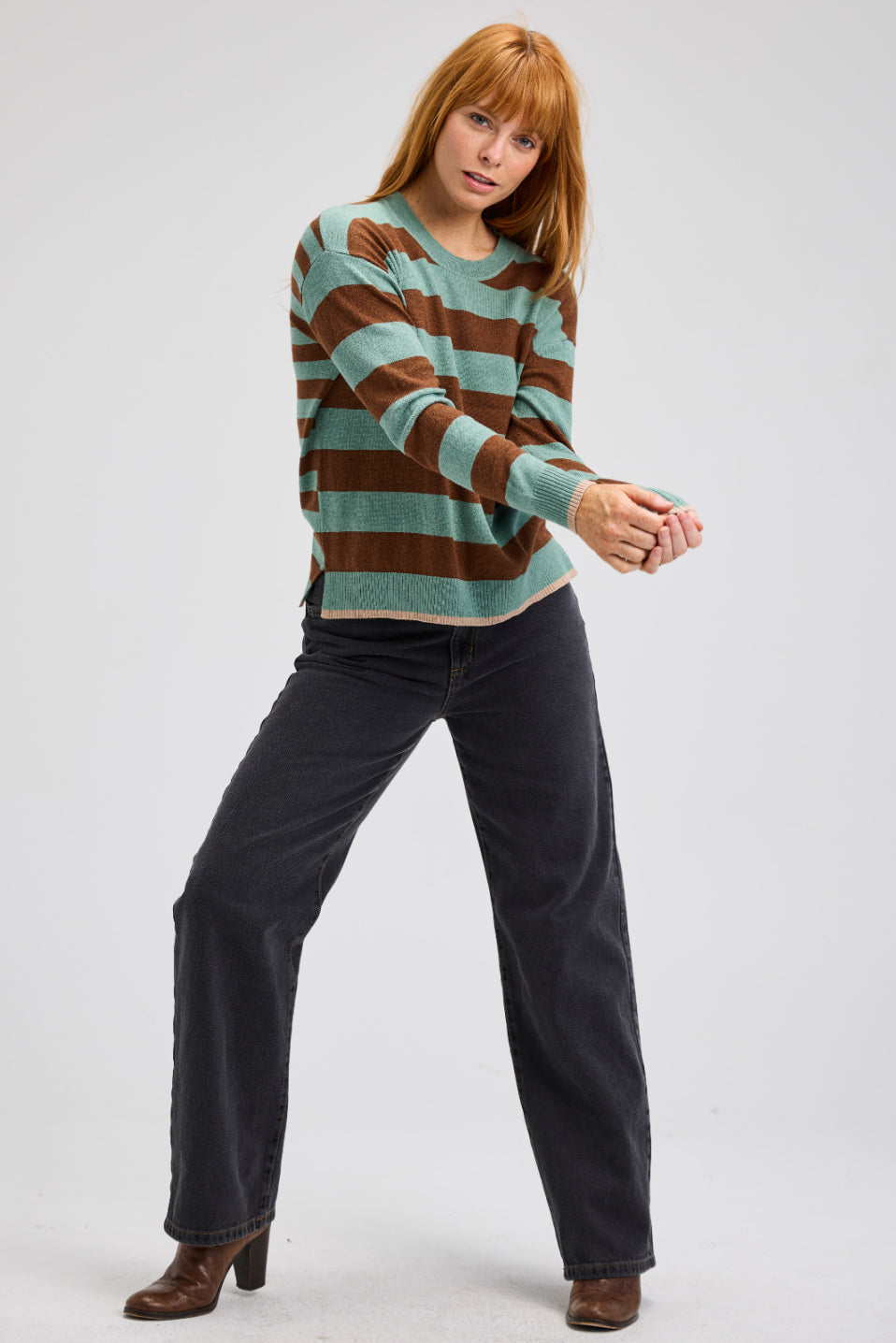 Zaket & Plover Multi Stripe Crew Sweater