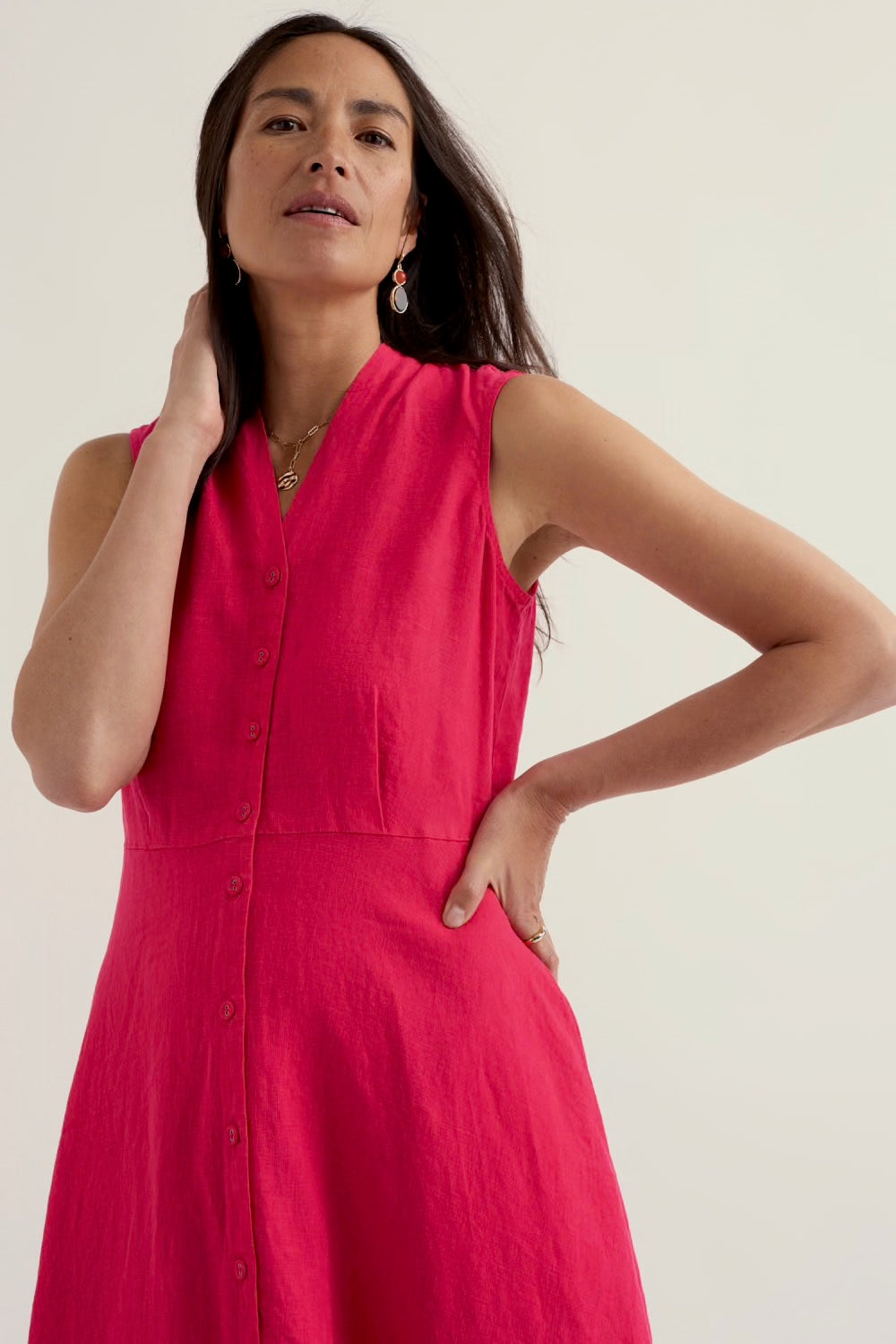 Seasalt Carved Wood Sleeveless Linen Dress