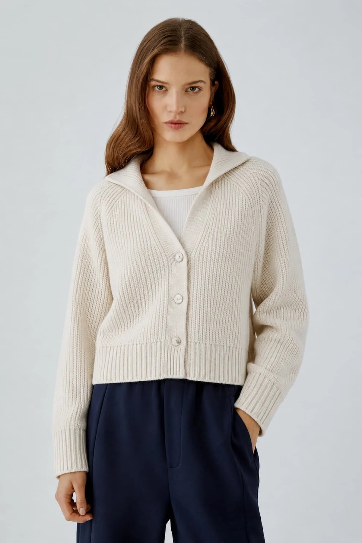 Oui V-Neck Cardigan With Hood