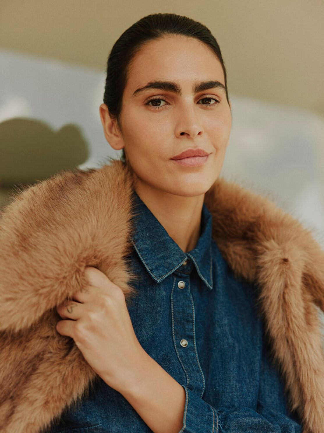 B.Young Luva Puff Denim Shirt