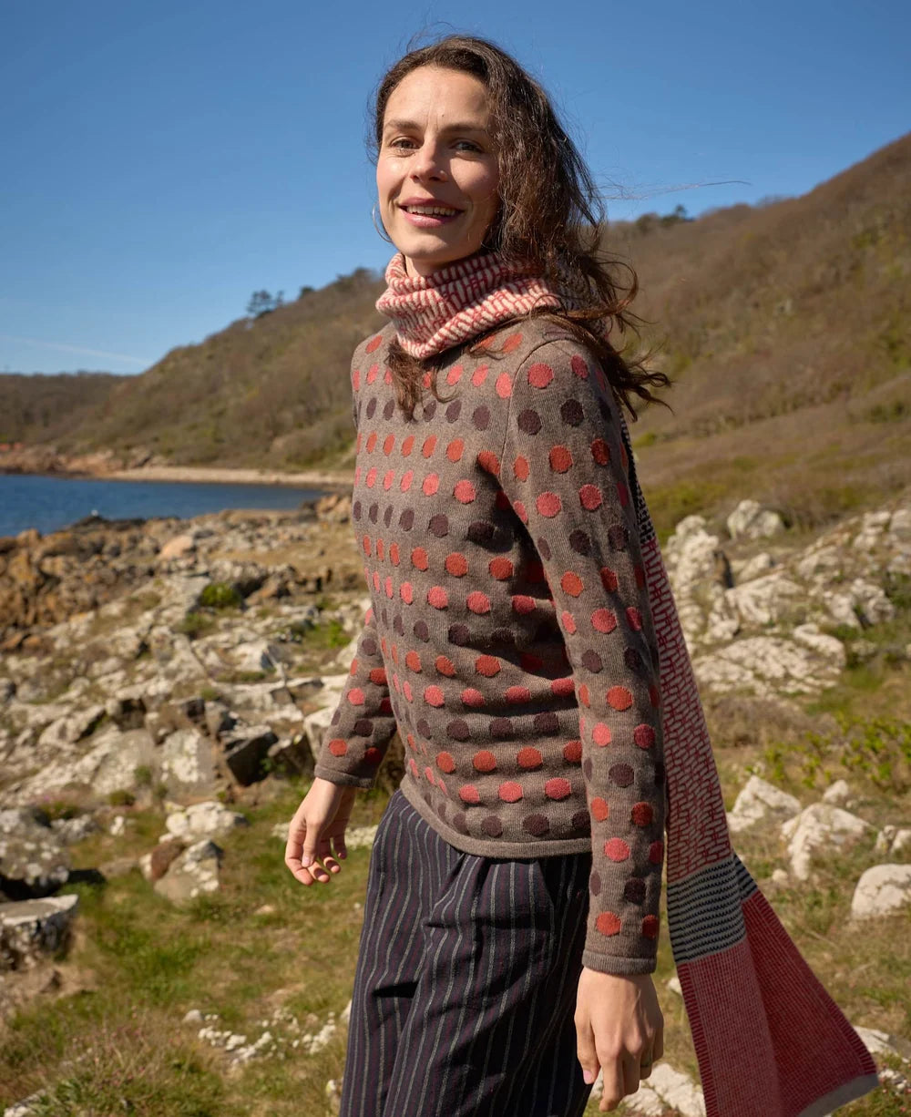Mansted Joan Dot Cotton Merino Crewneck