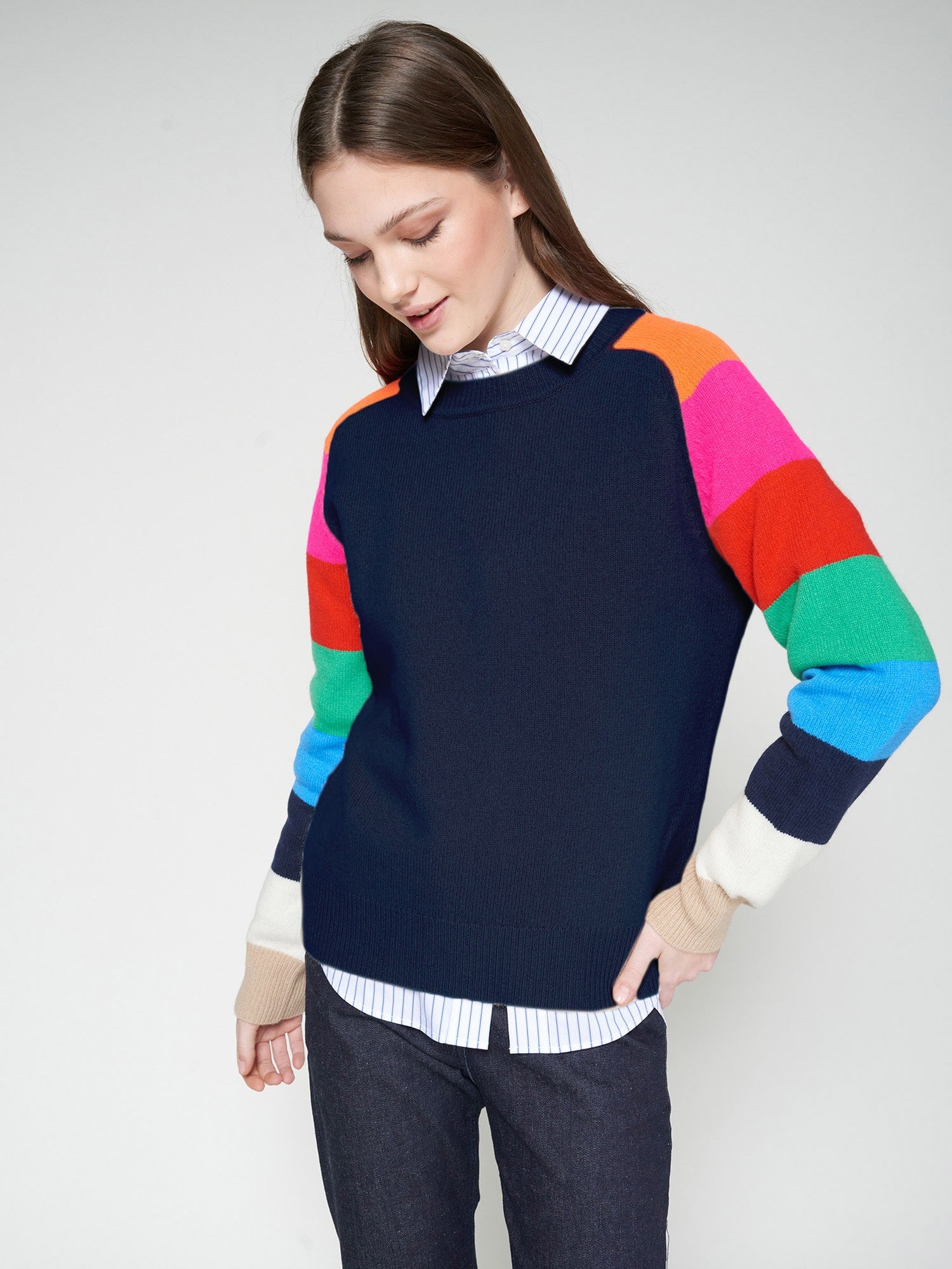 Vilagallo Manga Reyes Striped Sleeve Sweater