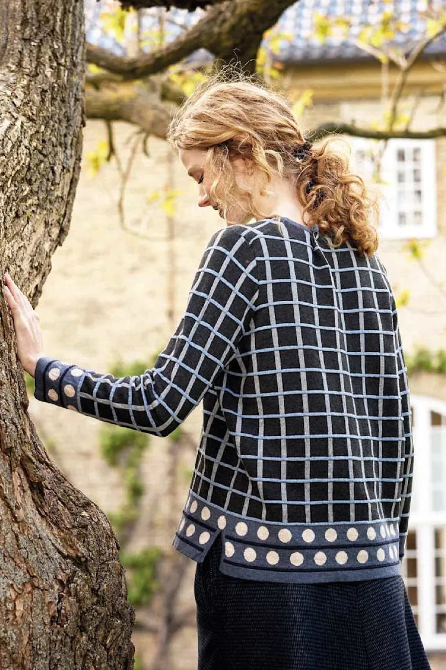 Mansted Oda Cotton Stripe Dot Crewneck Sweater