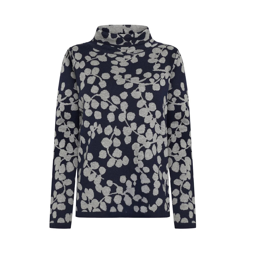 Mansted Nanna Cotton Floral Mockneck Sweater