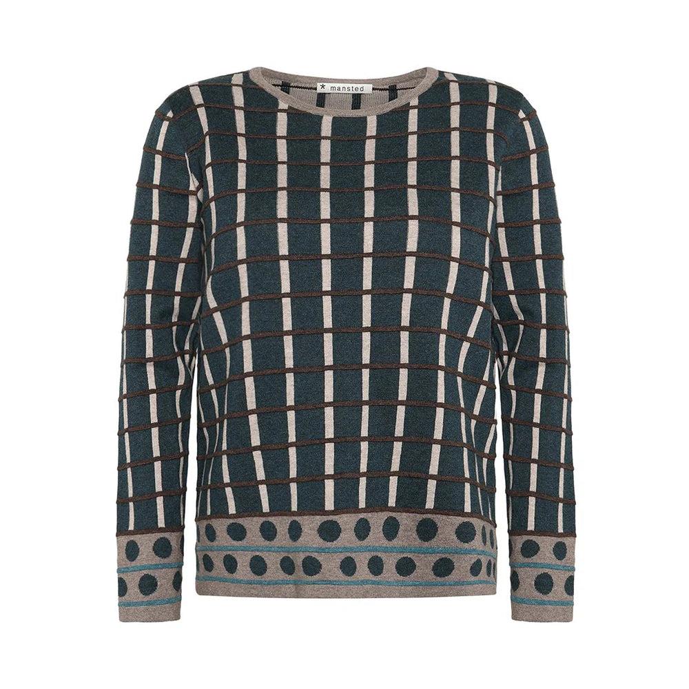Mansted Oda Cotton Stripe Dot Crewneck Sweater