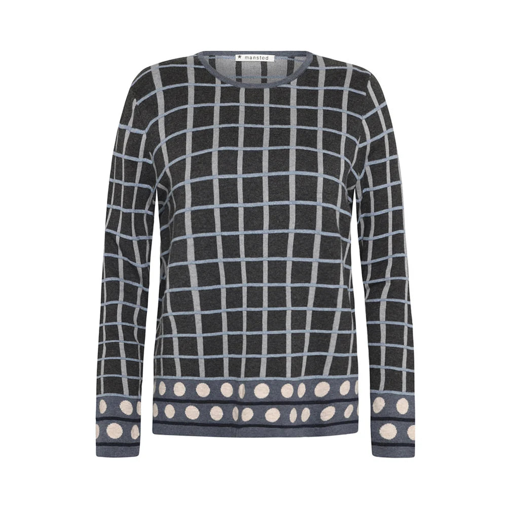 Mansted Oda Cotton Stripe Dot Crewneck Sweater