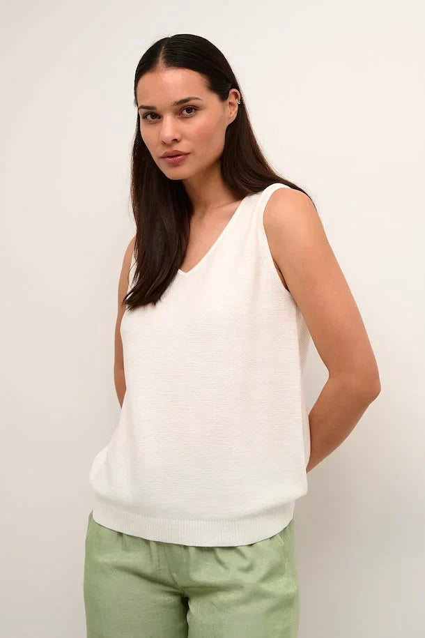 Cream Sillar Knit Tank