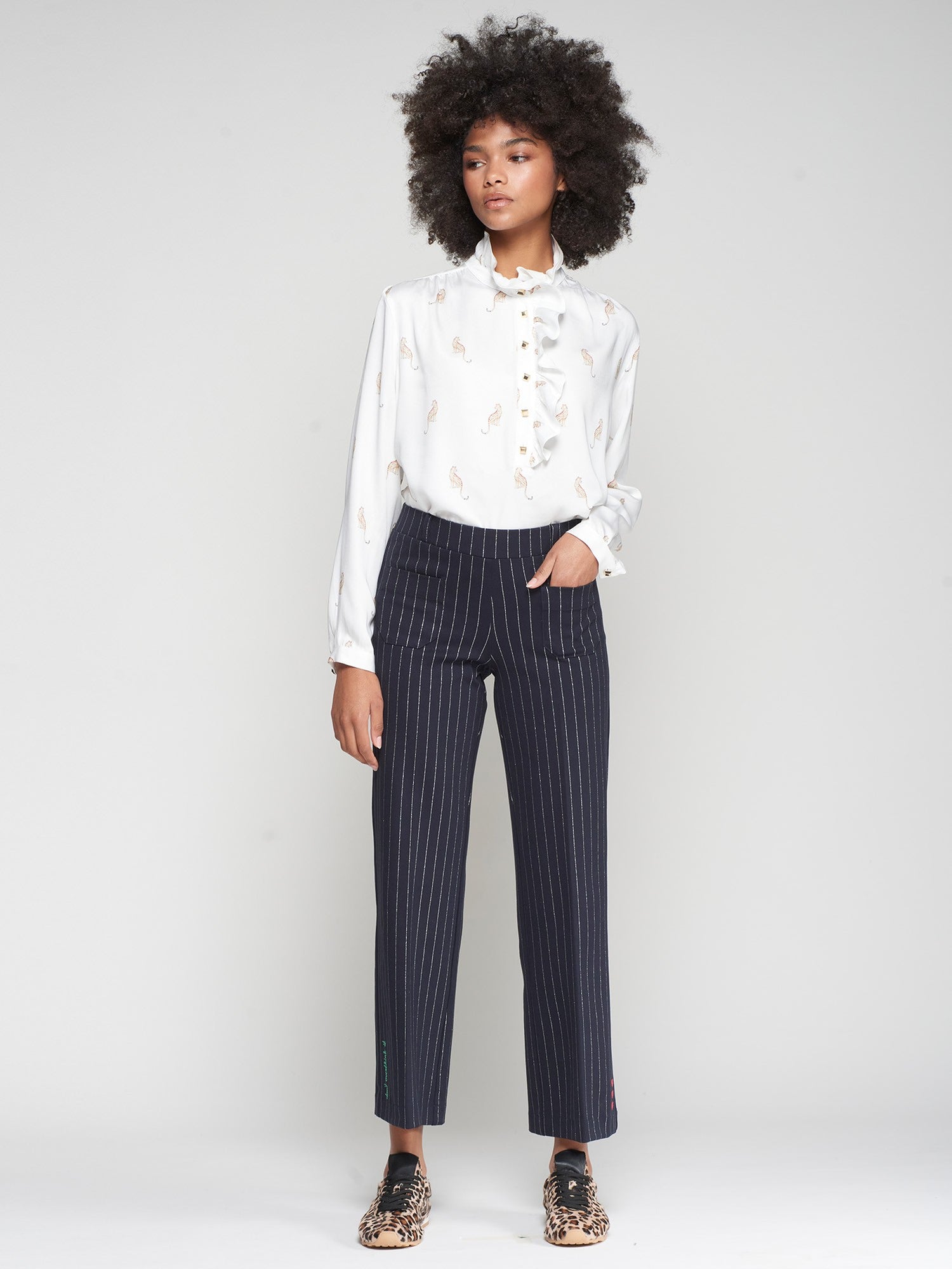 Vilagallo Mila Pinstripe Pant