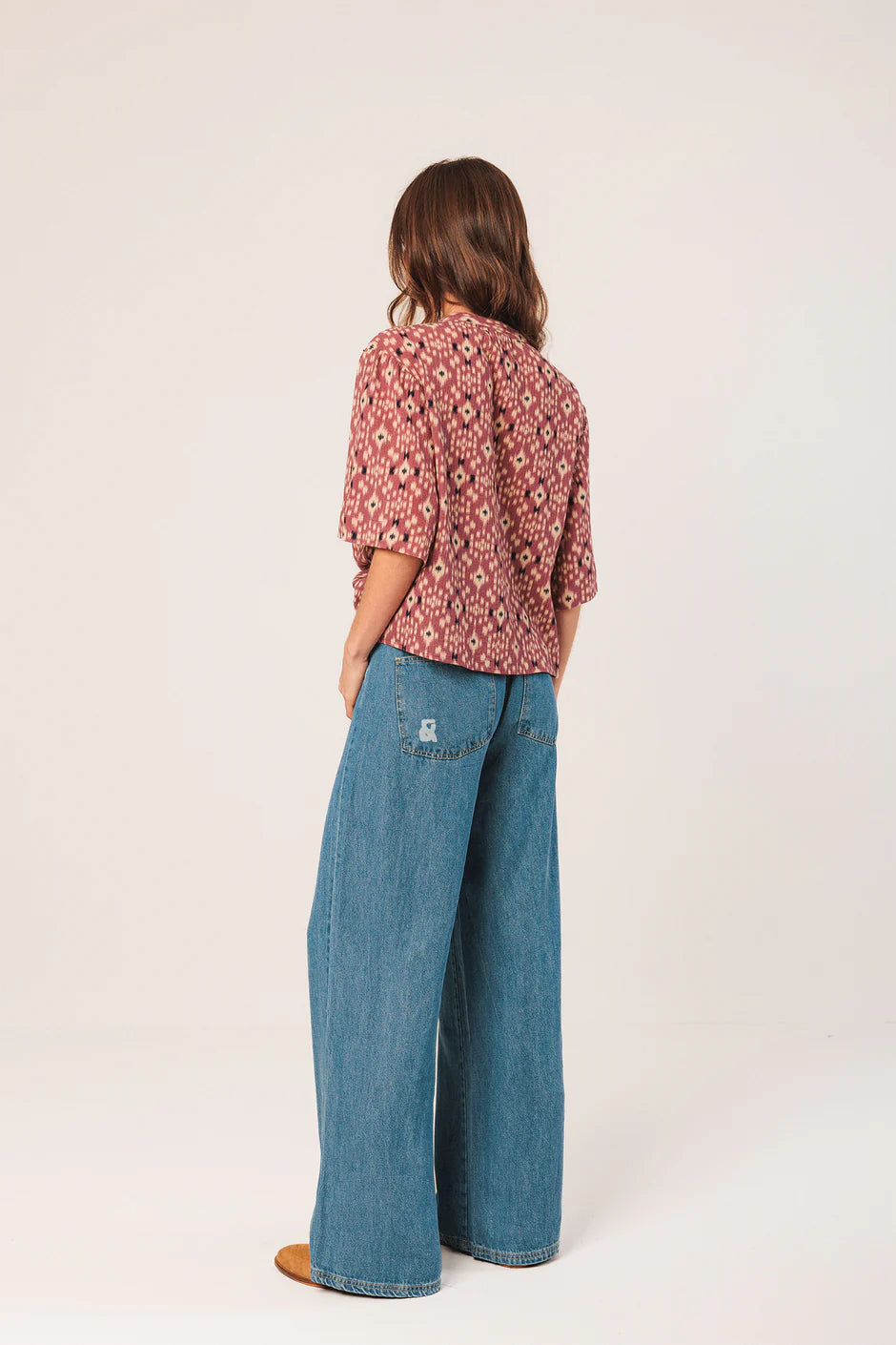 Indi & Cold Printed Smock Detail Cotton Blouse